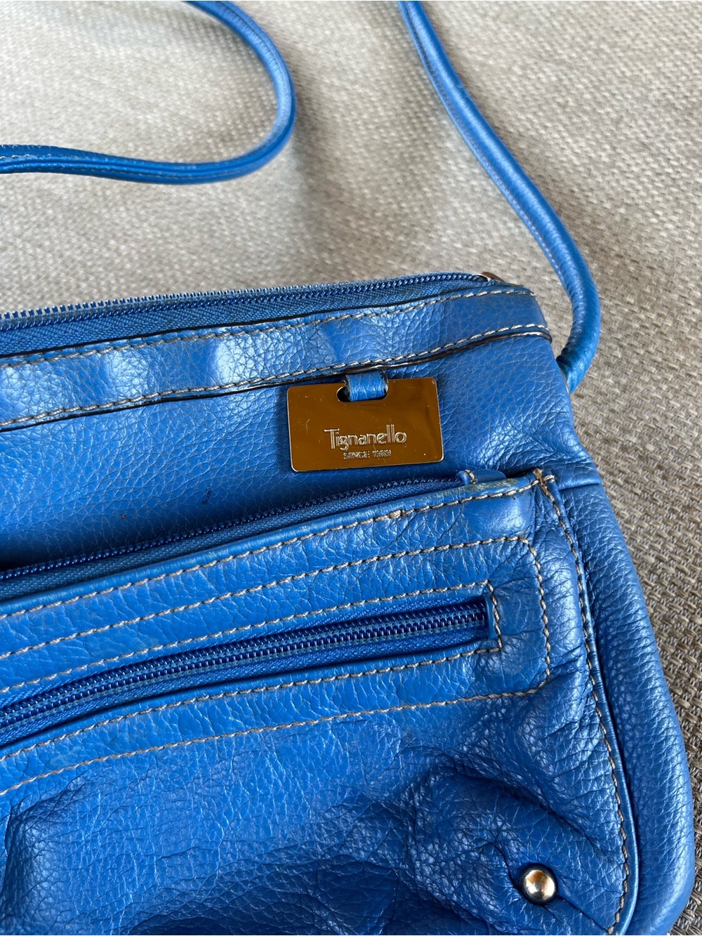 Tignanello Electric Blue Leather Crossbody Bag - Picture 4 of 6